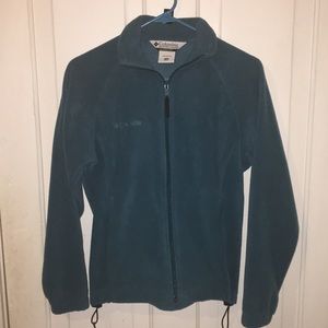 Teal full zip columbia fleece jacket EUC